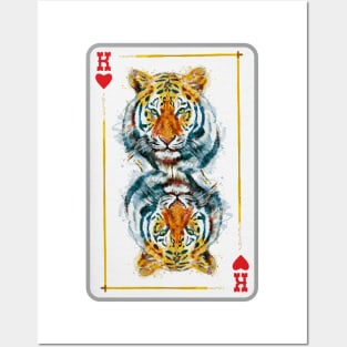 Tiger Head King of Hearts Playing Card Posters and Art